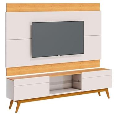 Imagem de Rack Bancada 2 Gavetas e Painel para Tv Classic 1.8 Off White Nature - Imcal