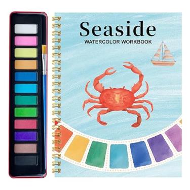 Imagem de Kit de pintura em aquarela para iniciantes – Livro de exercícios em aquarela de animais com conjunto de tinta e pincel de 12 cores, guia de arte fácil de seguir para iniciantes, perfeito para crianças