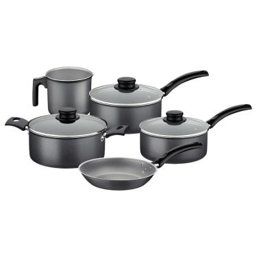 Imagem de Jogo De Panelas Tramontina Turim Alumínio Com Revestimento Antiaderente Starflon Max 5 Peças Chumbo