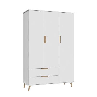 Imagem de Guarda Roupa Retro Lunna 3 Portas 2 Gavetas Branco - Peternella