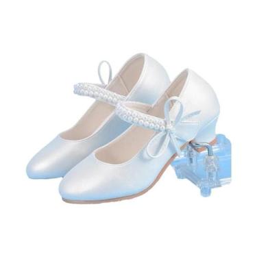 Imagem de Sapatos De Couro Brancos De Salto Alto Para Meninas, Estilo Princesa, 