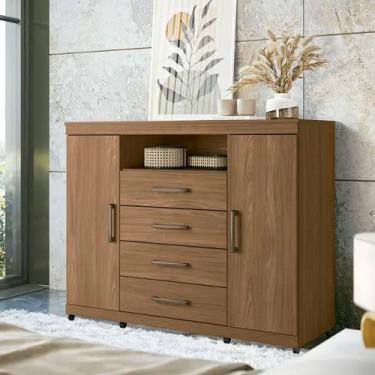 Imagem de Cômoda Santos Andirá Master 4 Gavetas 2 Portas com Rodízio - Santos An