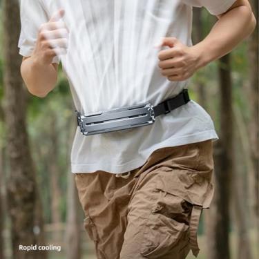 Imagem de Zyyini Ventilador de Cintura Portátil Ventilador de Refrigeração Leve para Viagens Ajustável Usb Recarregável de Refrigeração de Cintura para Exterior (Prata)