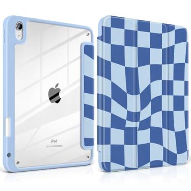 Imagem de TWOLSKOO Capa para iPad de 11ª e 10ª geração com suporte para lápis, suporte de três dobras, hibernar/despertar automático, parte traseira de acrílico transparente com amortecedor de TPU, para iPad de