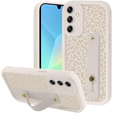 Imagem de Zrutru Capa de telefone estética cinza com estampa de leopardo de guepardo para Samsung Galaxy A16 5G com alça de pulso ajustável de dedo com suporte de silicone à prova de choque Funda para Samsung