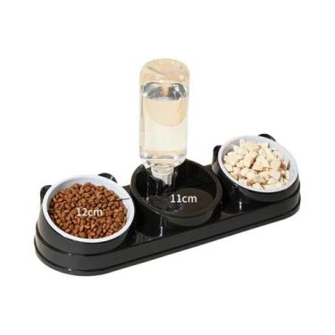 Imagem de Comedouro 3 Em 1 Para Gatos Com Inclinação De 15 Graus E Garrafa De Ág