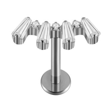 Imagem de Brinco De Titânio Com Zircônia Cúbica E Rosca Interna Para Labret, Tra