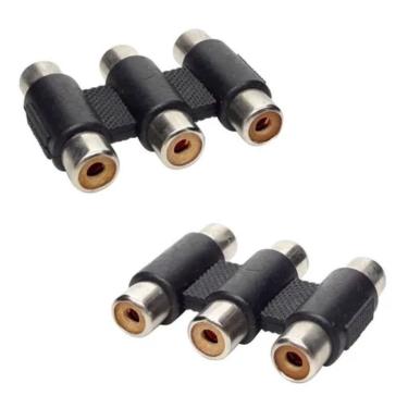 Imagem de Kit 2 Emendas Rca Fêmea X Fêmea Junção Audio E Video