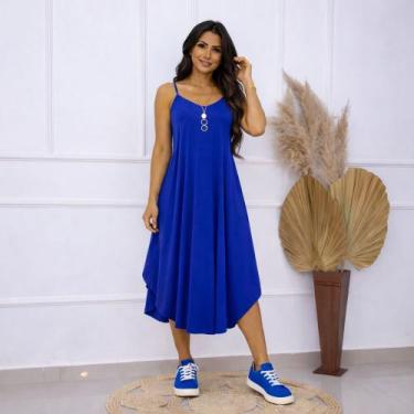 Imagem de Vestido Midi Alcinha com Bolso - modanascimento2021, Azul bic, G