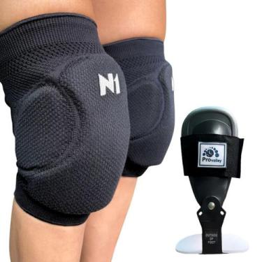 Imagem de Kit Joelheira Vôlei N1 Sport Spry + Tornozeleira Provolley, Preto, G