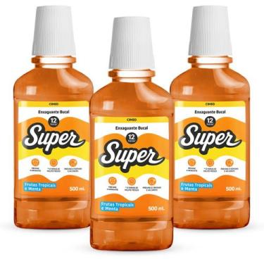 Imagem de Kit 3x Enxaguante Bucal Super 12h Frutas Tropicais 500ml - Cimed