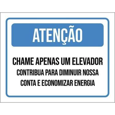 Imagem de Kit 5 Placa Acm Chame Elevador Contribua Conta Energia 18X23 - Sinaliz