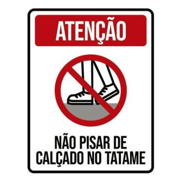 Imagem de Kit 5 Placa Acm Atenção Não Pisar De Calçado No Tatame 18X23 - Sinaliz