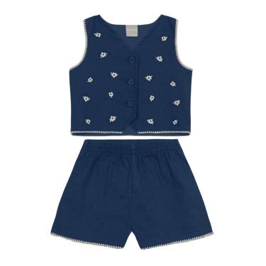 Imagem de Conjunto infantil menina colete bordado Mundi