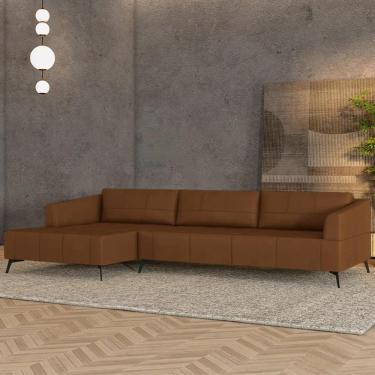 Imagem de Sofá 5 Lugares 346cm com Chaise Esquerdo Eko Couro Telha Z55 - Mpozenato