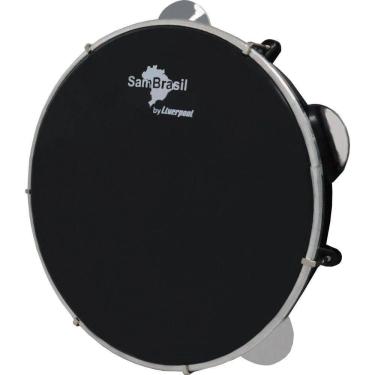 Imagem de Pandeiro 10 Premium Pele Preta Sambrasil Liverpool Preto