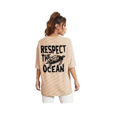 Imagem de Camiseta Feminina Verde Com Estampa De Tartaruga, Casual, Moda, Algodã