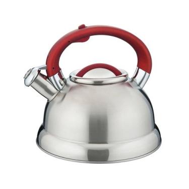 Imagem de Chaleira Aço Inox 3 Litros Fundo Triplo Diletta Vermelha - MOR, 3L, Pr
