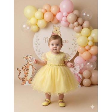 Imagem de Vestido Infantil Bebe Ana Sofia Amarelo Princesas - Elegância e Confor