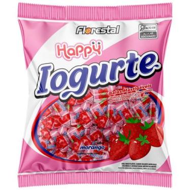 Imagem de Bala Mastigável Happy Iogurte Morango Florestal 500G