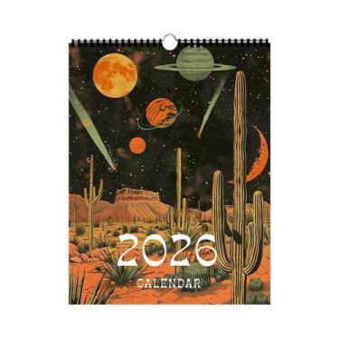 Imagem de Calendário De Parede De Arte Espacial 2026: Design Sci-Fi Com 12 Padrõ