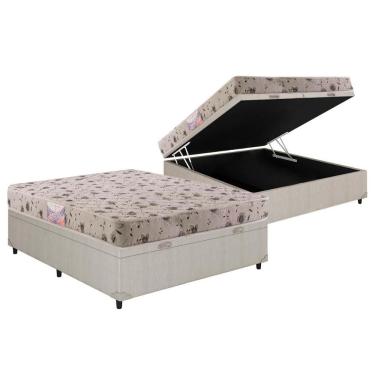 Imagem de Cama Box Baú Casal: Colchão Espuma Herval D26 Sueño + Base Crc Courano Clean(138x188)