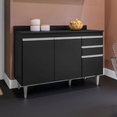 Imagem de Balcão para Pia Melissa 120cm Com Tampo Cozinha Cor:Preto - Maderatto 