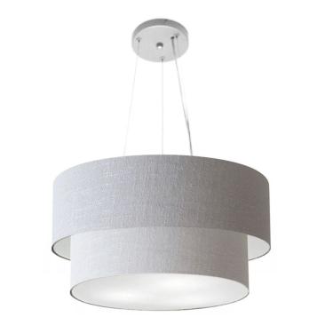 Imagem de Lustre Pendente Duplo Cilíndrico Md-4061 com Cúpula em Tecido 50x40CM Bivolt rústico-cinza Vivare Brasil Iluminação