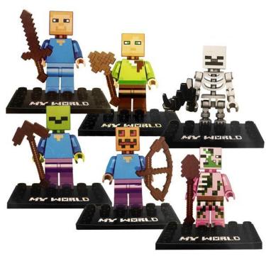 Imagem de Kit de Bonecos Minecraft My World com 8 Personagens Compatíveis com LEGO em ABS Outras Marcas
