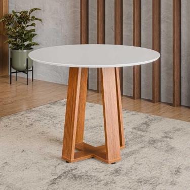 Imagem de Mesa De Jantar Redonda 4 Lugares Multimóveis Cr50242 Cinamomo-off White