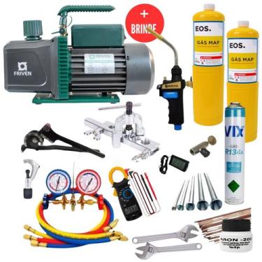 Imagem de Kit Refrigeração Para Ar Condicionado Com Bomba De Vácuo 7CFM Duplo e 