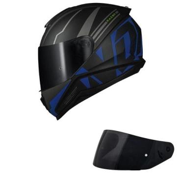 Imagem de Capacete norisk ff802 razor full preto/azul fosco mais viseira fumê, 6