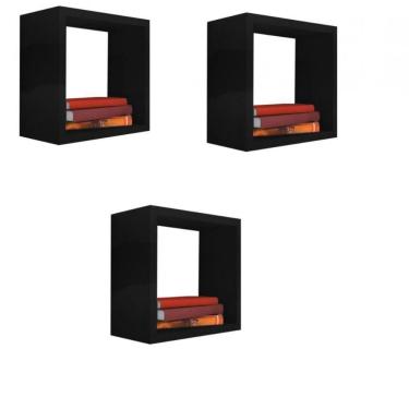 Imagem de Kit Nicho Decorativo [F031] 20x20x15CM Quadrado em MDF Preto