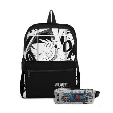 Imagem de Kit Escolar Infantil Mochila com Bolso e Estojo Estampa Piratas Chapéu