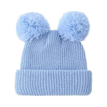 Imagem de Gorro De Tricô Com Pom Pom Para Bebês Recém-Nascidos (Meninos E Menina