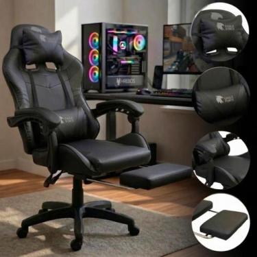 Imagem de Cadeira Gamer Eagle Force Ergonômica com Apoio Pés Retrátil Reclinável
