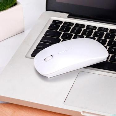 Imagem de Mouse Sem Fio Ultrafino Preto ou Branco Wireless USB Slim Profissional