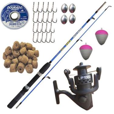 Imagem de Kit de Pesca Completo Infantil Vara Molinete Linha Isca - Albatroz (Mo