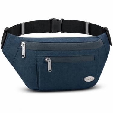 Imagem de Entchin Pochete para mulheres e homens, bolsa de cinto transversal com 4 bolsos com zíper, bolsa de cintura ajustável, um dos presentes essenciais de viagem mais populares para caminhadas, viagens,