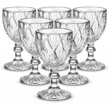 Imagem de Jogo de Taças Diamond Vidro 315ml Design Elegante para Suco Água Refrigerante Drinks Transparente