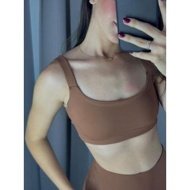 Imagem de Top Essence Poliamida Fitness Alça Sustentação Avelã - Less Now, P