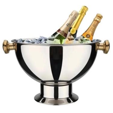 Imagem de Champanheira Grande Inox Premium Alça Dourada 12 Lts - Losan