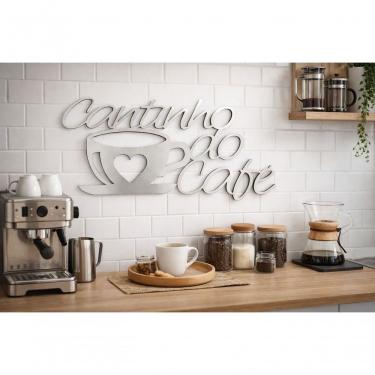 Imagem de Letreiro Decorativo Cantinho do Café M004 Corte a Laser em MDF 20cm X 40cm Branco