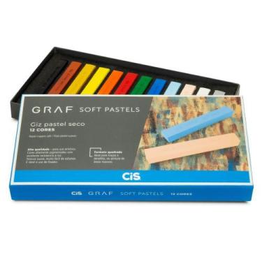 Imagem de Giz Pastel Seco Graf Soft 12 Cores Colorido - Cis