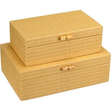 Imagem de Kit 2 Caixa Organizadora Decorativa HomeCo Sintético Bege - HOME&CO