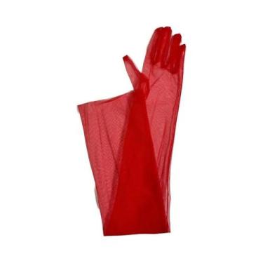 Imagem de Luvas Femininas Vintage Longas De Tule Com Dedos Completos, Compriment