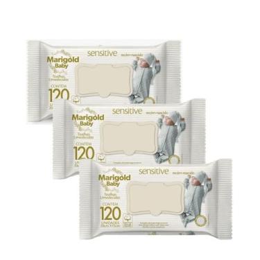 Imagem de Kit 3 Toalhas Umedecidas Marigold Premium Sensitive com 120 unidades