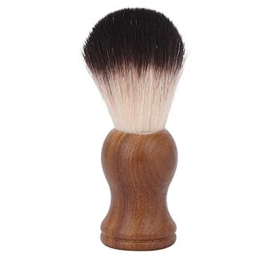 Imagem de Escova de barbear de cabelo, escova de creme de barbear prática com cabo de madeira para uso doméstico em salão de beleza