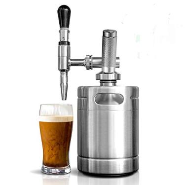 Imagem de NutriChef Cafeteira Nitro Cold Brew – Barril de café caseiro, sistema dispensador de máquina de café de nitrogênio com kit de válvula de alívio de pressão e torneira de creme resistente, aço inoxidável – NutriChef NCNTROCB10