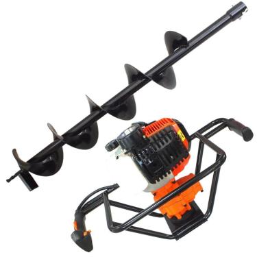 Imagem de Perfurador de Solo Vulcan VPS520 2T 52cc 2,5hp á Gasolina Broca 80x12cm Com Pino Trava Potente e Resistente Ideal Para o Plantio